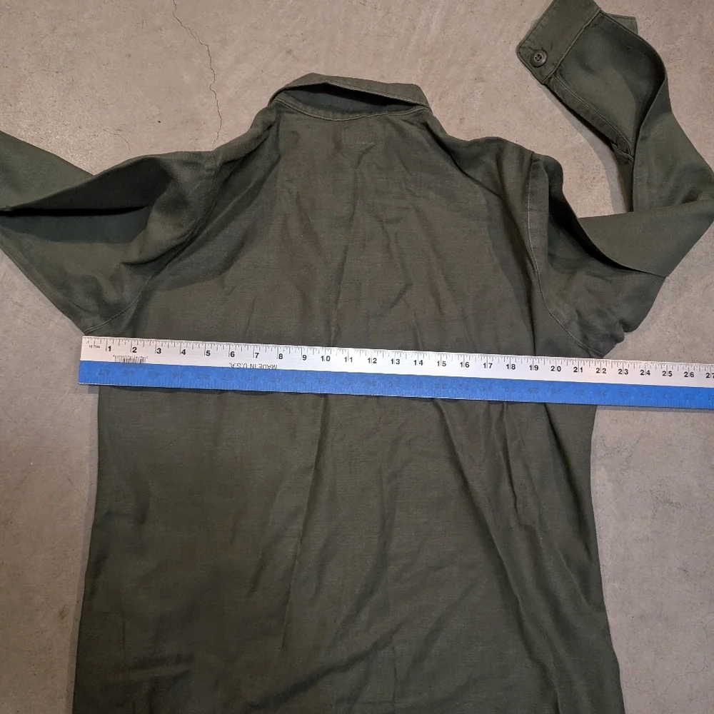 VTG 70s USMC Sateen Utility Shirt Olive Green Military Utility Shirt Jacket